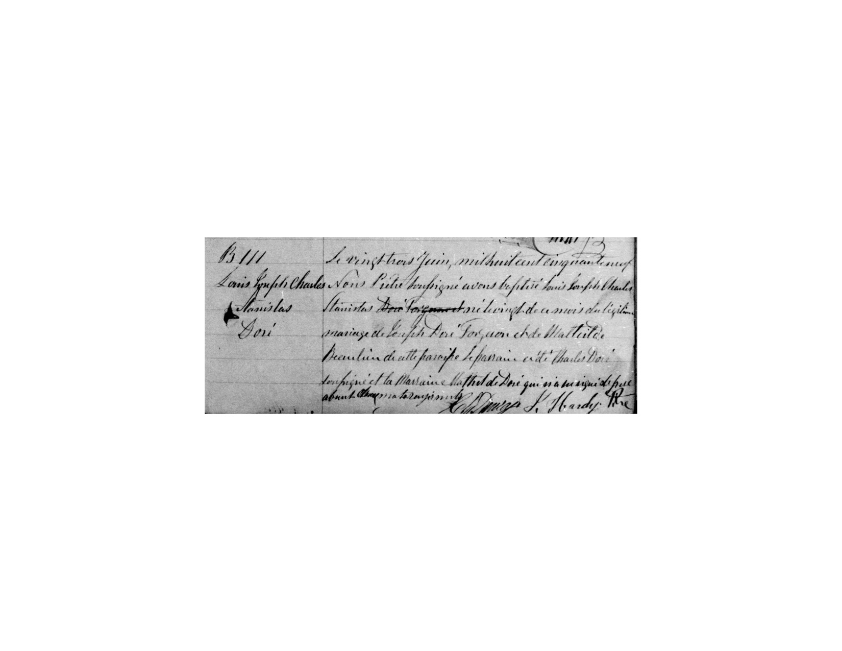 La première signature de Charles DAURAY